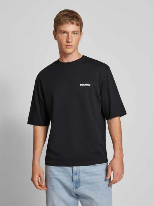 Zdjęcie produktu T-shirt o kroju oversized z nadrukiem z logo REVIEW Czarny