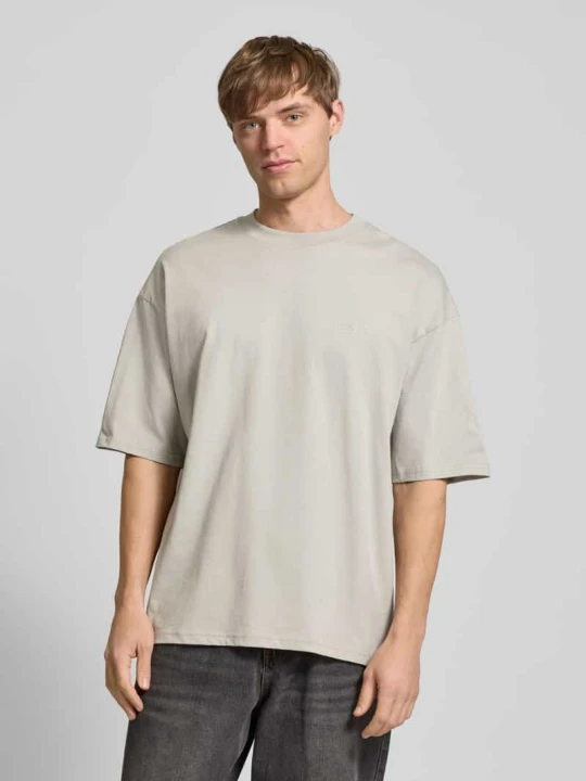 Zdjęcie produktu T-shirt o kroju oversized z nadrukiem z logo REVIEW Średnioszary