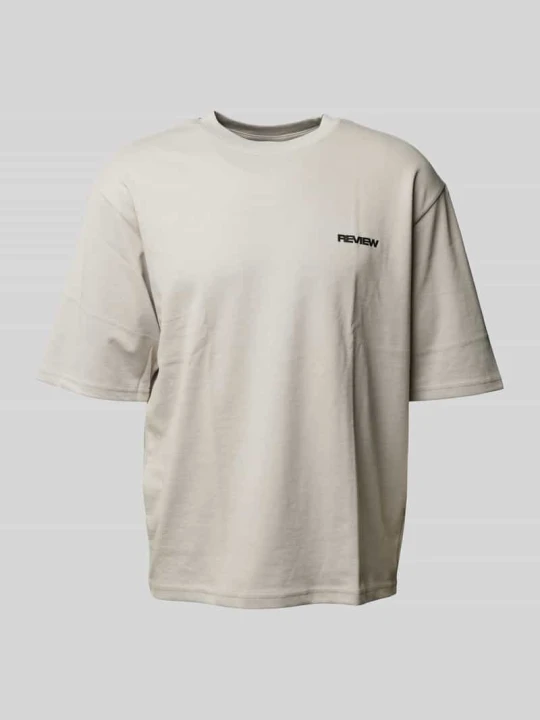 Zdjęcie produktu T-shirt o kroju oversized z nadrukiem z logo REVIEW Średnioszary