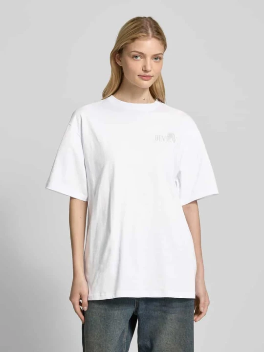 Zdjęcie produktu T-shirt o kroju oversized z nadrukiem z logo REVIEW Biały