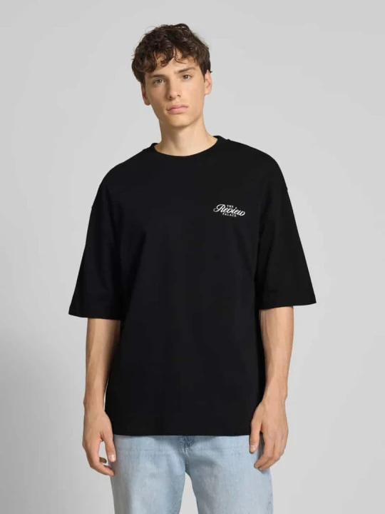 Zdjęcie produktu T-shirt o kroju oversized z nadrukiem z logo REVIEW Czarny