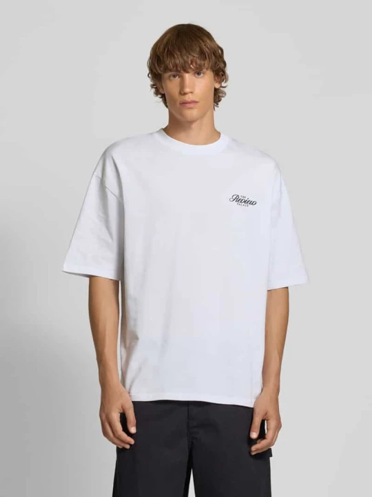 Zdjęcie produktu T-shirt o kroju oversized z nadrukiem z logo REVIEW Biały