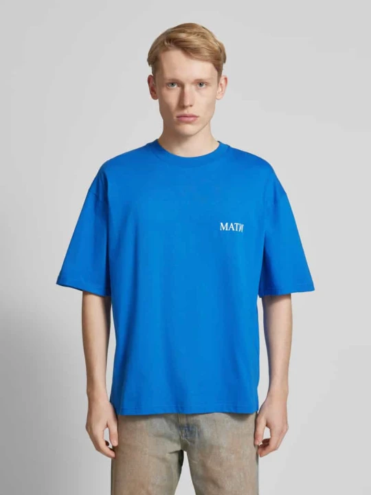 Zdjęcie produktu T-shirt o kroju oversized z nadrukiem z logo REVIEW Królewski niebieski