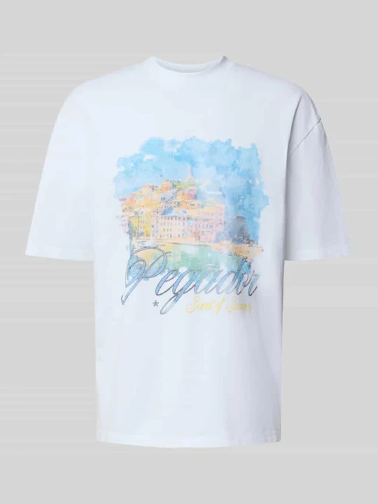 Zdjęcie produktu t-shirt o kroju oversized z nadrukiem z motywem model 'Sanji' Pegador Biały