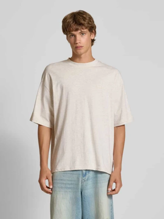 Zdjęcie produktu T-shirt o kroju oversized z okrągłym dekoltem REVIEW Écru melanż