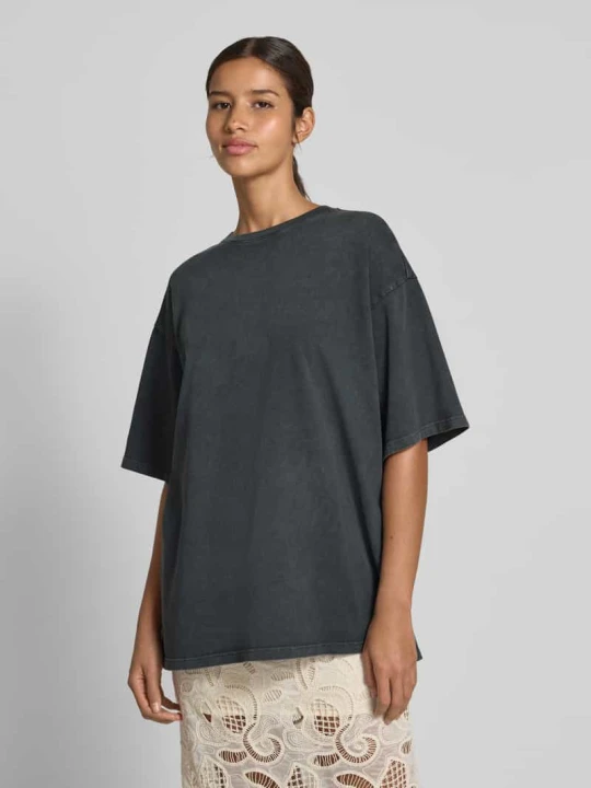 Zdjęcie produktu T-shirt o kroju oversized z okrągłym, prążkowanym dekoltem INFLUENCER'S CHOICE BY P&C* Ciemnoszary