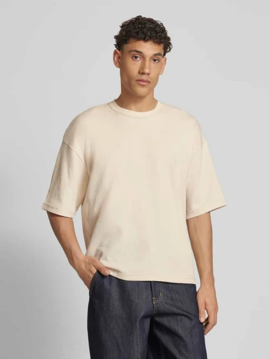 Zdjęcie produktu T-shirt o kroju oversized z okrągłym, prążkowanym dekoltem REVIEW Écru