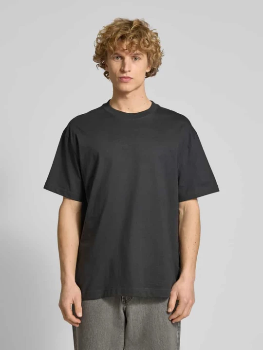 Zdjęcie produktu T-shirt o kroju oversized z okrągłym, prążkowanym dekoltem Weekday Antracytowy