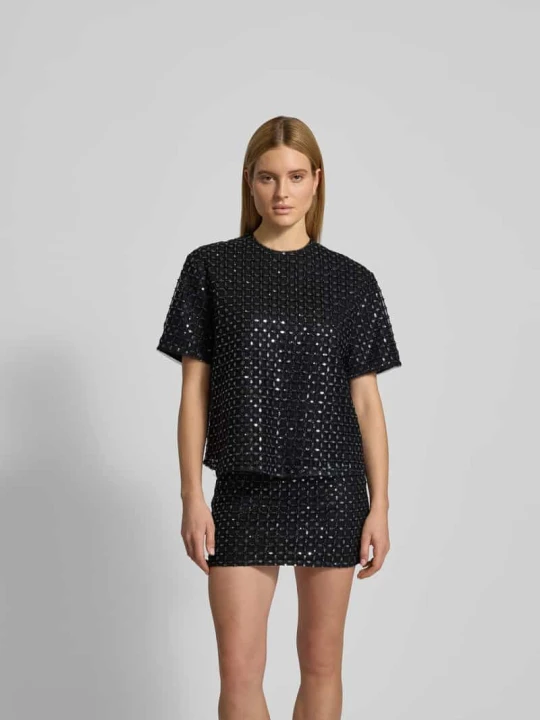 Zdjęcie produktu T-shirt o kroju oversized z ozdobnymi kamieniami ROTATE Czarny