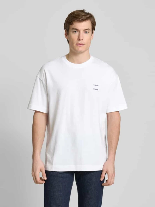 Zdjęcie produktu T-shirt o kroju oversized z prążkowanym, okrągłym dekoltem model ‘JOEL’ Samsøe Samsøe Biały