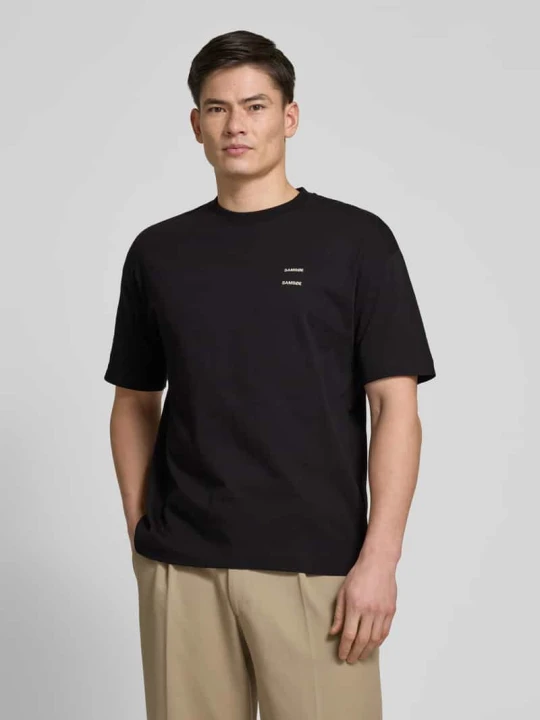 Zdjęcie produktu T-shirt o kroju oversized z prążkowanym, okrągłym dekoltem model ‘JOEL’ Samsøe Samsøe Czarny