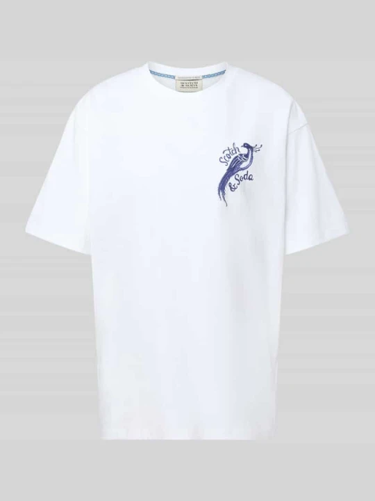 Zdjęcie produktu t-shirt o kroju oversized z wyhaftowanym logo Scotch & Soda Biały