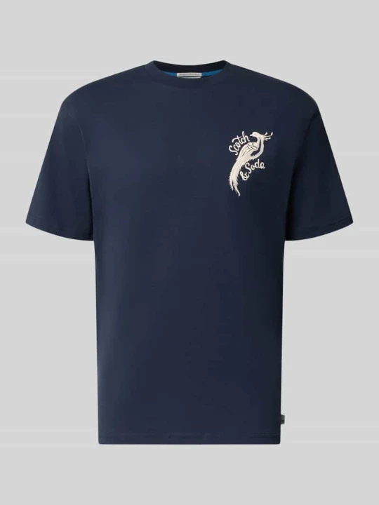 Zdjęcie produktu t-shirt o kroju oversized z wyhaftowanym logo Scotch & Soda Granatowy