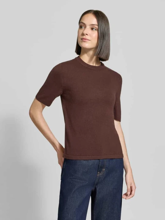 Zdjęcie produktu T-shirt o kroju regular fit w dzianinowej optyce Zero Ciemnobrązowy