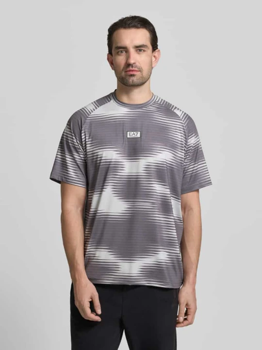 Zdjęcie produktu T-shirt krój regular fit z aplikacją logo EA7 Emporio Armani Antracytowy