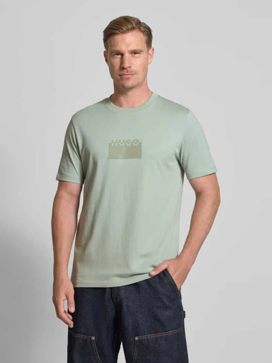 Zdjęcie produktu T-shirt o kroju regular fit z bawełnianego dżerseju model ‘DELASTIO’ Hugo Miętowy