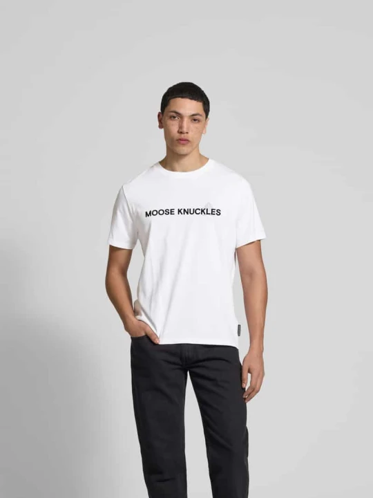 Zdjęcie produktu T-shirt o kroju regular fit z bawełny Moose Knuckles Biały