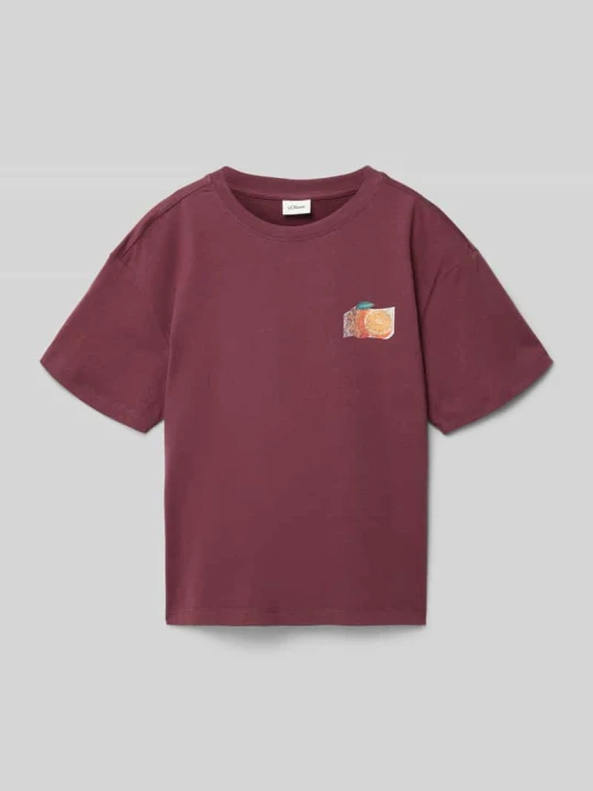 Zdjęcie produktu t-shirt o kroju regular fit z bawełny s.Oliver Oberżynowy
