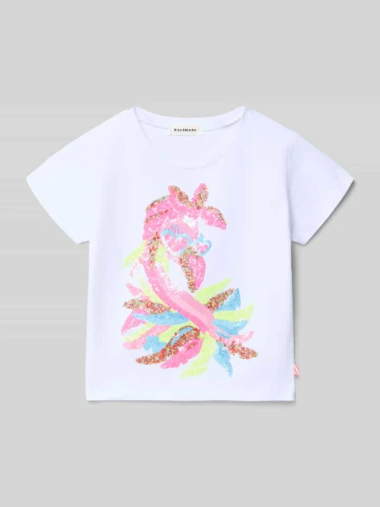 Zdjęcie produktu Damski t-shirt o kroju regular fit z cekinowym obszyciem Billieblush Biały