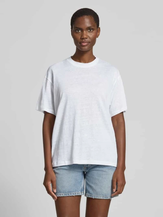 Zdjęcie produktu t-shirt o kroju regular fit z czystego lnu Anine Bing Czarny