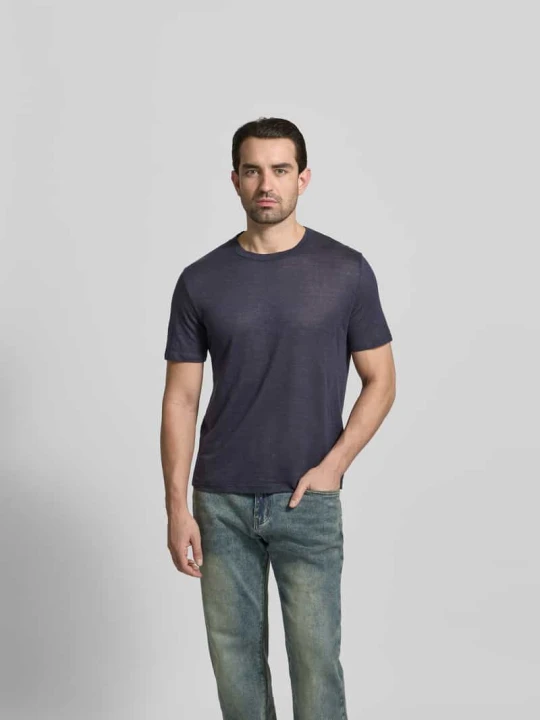 Zdjęcie produktu T-shirt o kroju regular fit z czystego lnu Officine Générale Granatowy
