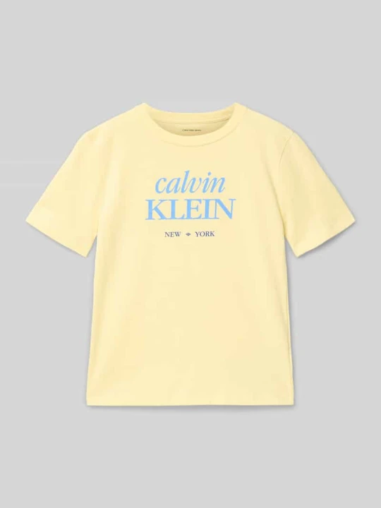 Zdjęcie produktu t-shirt o kroju regular fit z czystej bawełny Calvin Klein Jeans Żółty