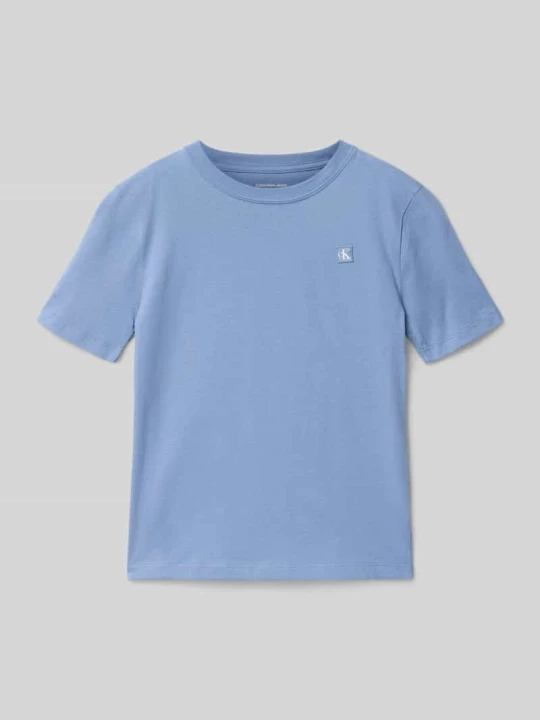 Zdjęcie produktu t-shirt o kroju regular fit z czystej bawełny Calvin Klein Jeans Jasnoniebieski