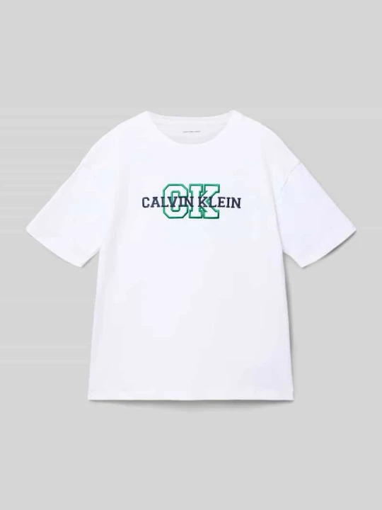 Zdjęcie produktu t-shirt o kroju regular fit z czystej bawełny Calvin Klein Jeans Biały