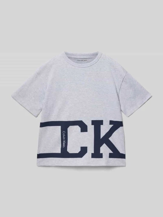 Zdjęcie produktu t-shirt o kroju regular fit z czystej bawełny Calvin Klein Jeans Średnioszary melanż