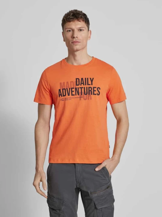 Zdjęcie produktu t-shirt o kroju regular fit z czystej bawełny Camel Active Pomarańczowy