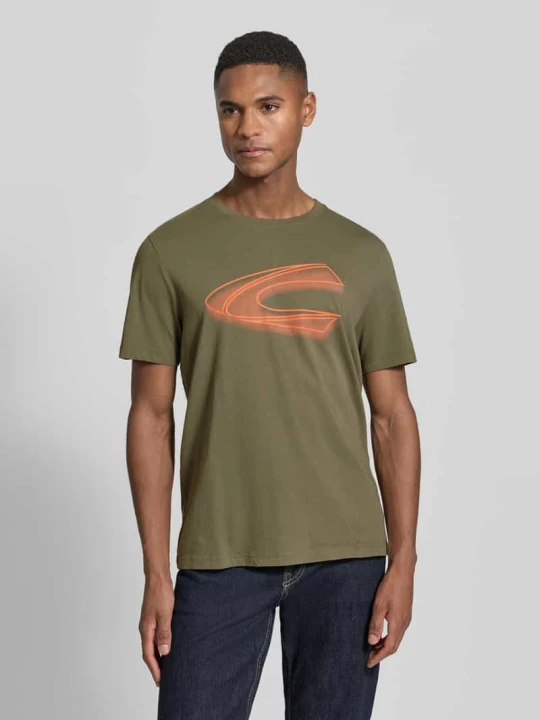 Zdjęcie produktu t-shirt o kroju regular fit z czystej bawełny Camel Active Oliwkowy