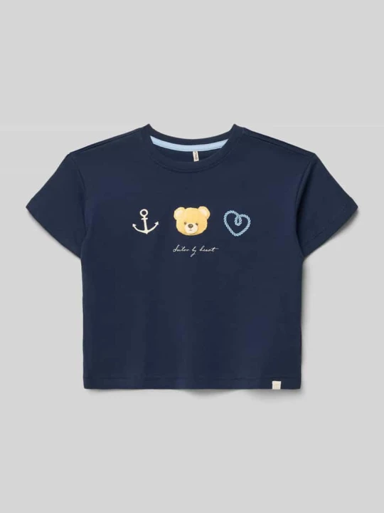 Zdjęcie produktu T-shirt o kroju regular fit z czystej bawełny ekologicznej Model 'MARINA LIFE' Only Granatowy