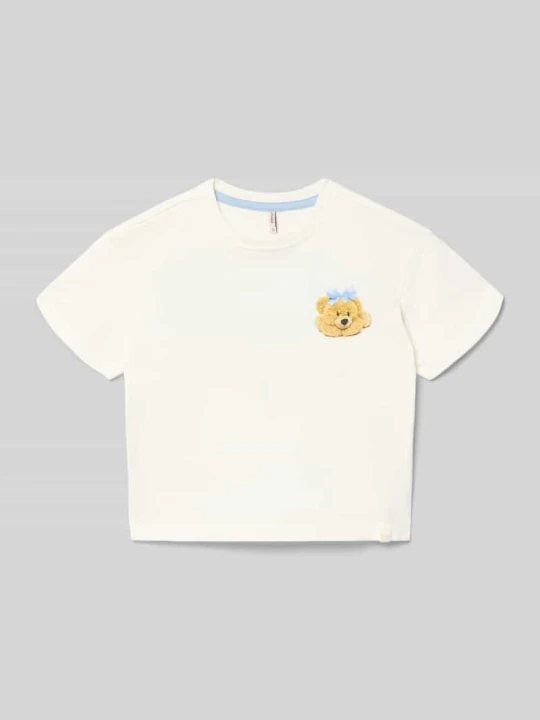 Zdjęcie produktu T-shirt o kroju regular fit z czystej bawełny ekologicznej Model 'MARINA LIFE' Only Złamany biały