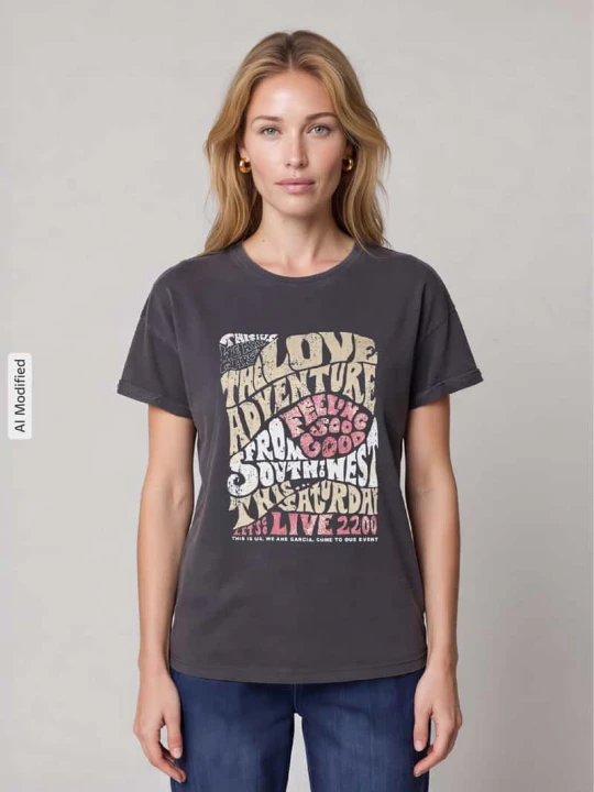 Zdjęcie produktu t-shirt o kroju regular fit z czystej bawełny Garcia Grafitowy