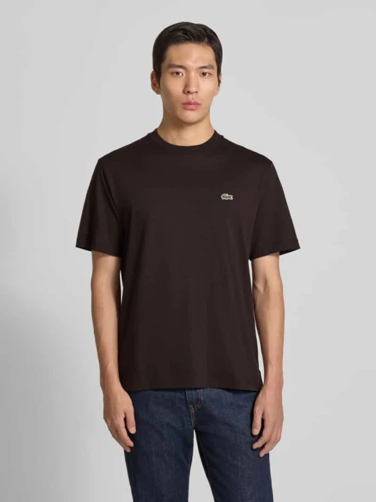Zdjęcie produktu T-shirt o regularnym kroju z czystej bawełny Lacoste Ciemnobrązowy
