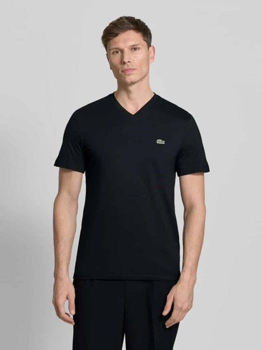 Zdjęcie produktu T-shirt o kroju regular fit z czystej bawełny Lacoste Czarny