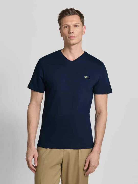 Zdjęcie produktu T-shirt o kroju regular fit z czystej bawełny Lacoste Granatowy