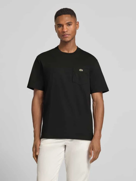 Zdjęcie produktu t-shirt o kroju regular fit z czystej bawełny Lacoste Czarny