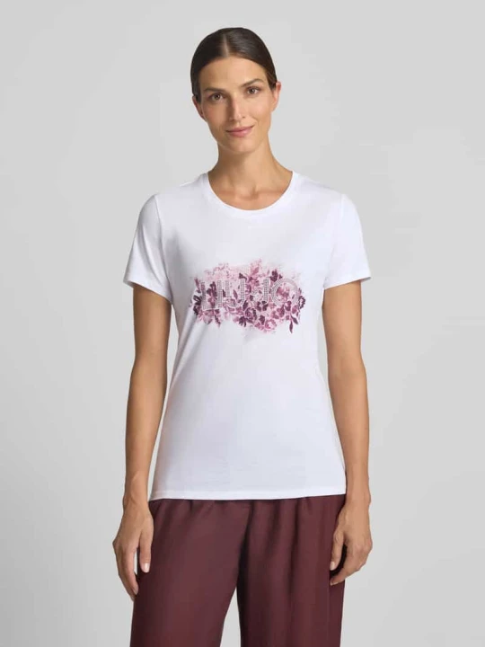 Zdjęcie produktu t-shirt o kroju regular fit z czystej bawełny Liu Jo Biały