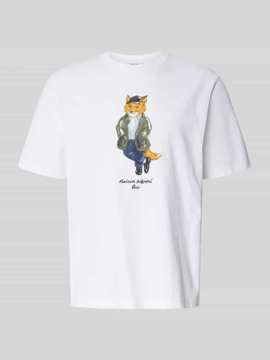 Zdjęcie produktu t-shirt o kroju regular fit z czystej bawełny Maison Kitsuné Biały