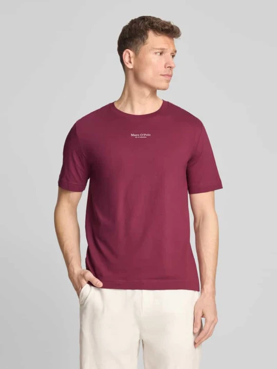 Zdjęcie produktu t-shirt o kroju regular fit z czystej bawełny Marc O'Polo Ciemnoczerwony