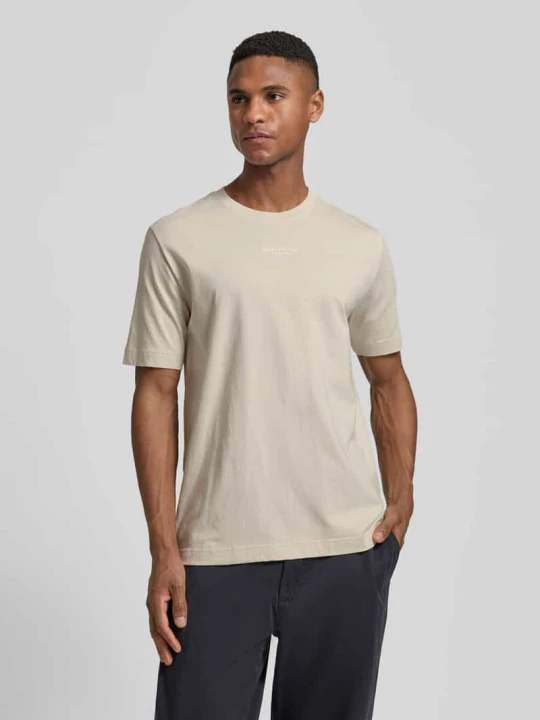 Zdjęcie produktu t-shirt o kroju regular fit z czystej bawełny Marc O'Polo Beżowy