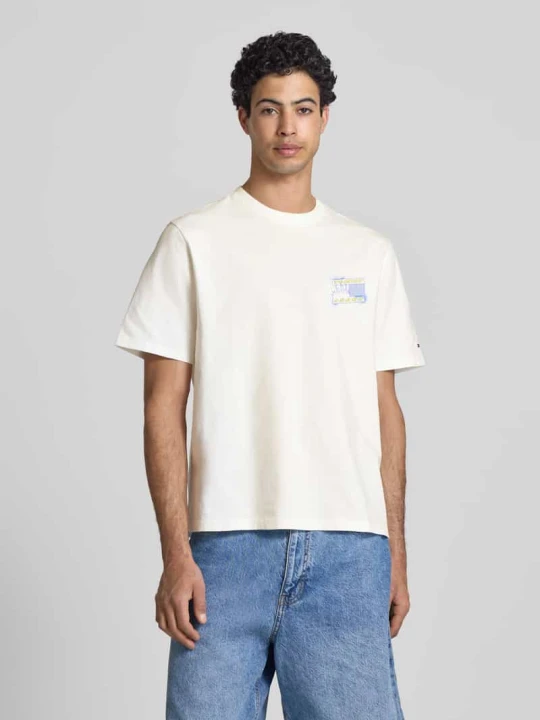 Zdjęcie produktu t-shirt o kroju regular fit z czystej bawełny model '90s' Tommy Jeans Złamany biały