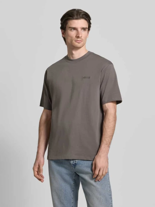 Zdjęcie produktu T-shirt o kroju regular fit z czystej bawełny model „Baine” Woodbird Antracytowy