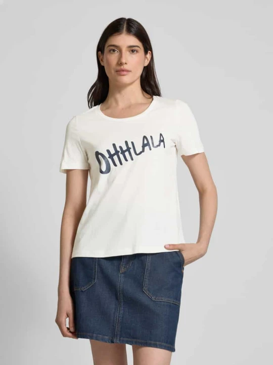 Zdjęcie produktu T-shirt o kroju regular fit z czystej bawełny model ‘BOLA’ Vero Moda Granatowy