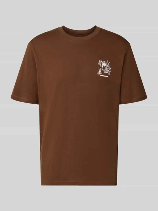 Zdjęcie produktu t-shirt o kroju regular fit z czystej bawełny model 'BREWY' Jack&Jones Czekoladowy