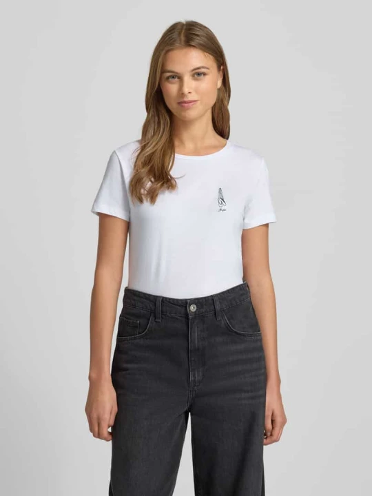 Zdjęcie produktu T-shirt o kroju regular fit z czystej bawełny model ‘C_ELOVE_1’ Boss Biały