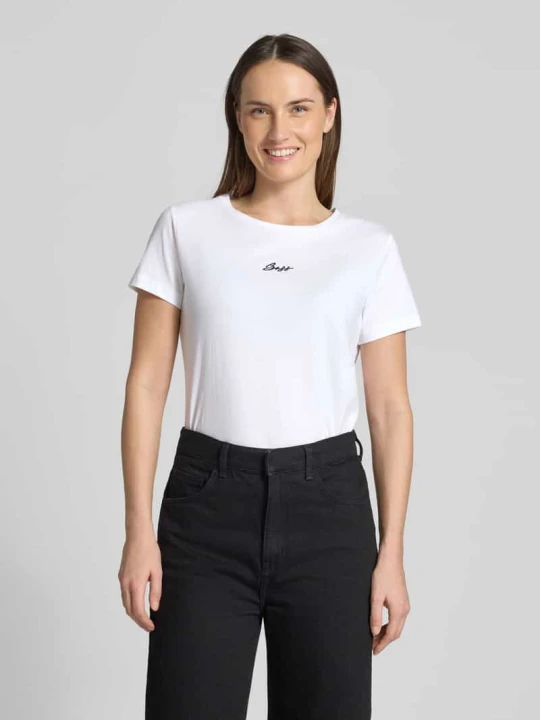 Zdjęcie produktu Koszulka Regular Fit z czystej bawełny model 'C_ELOVE_EMBRO' Boss Biały