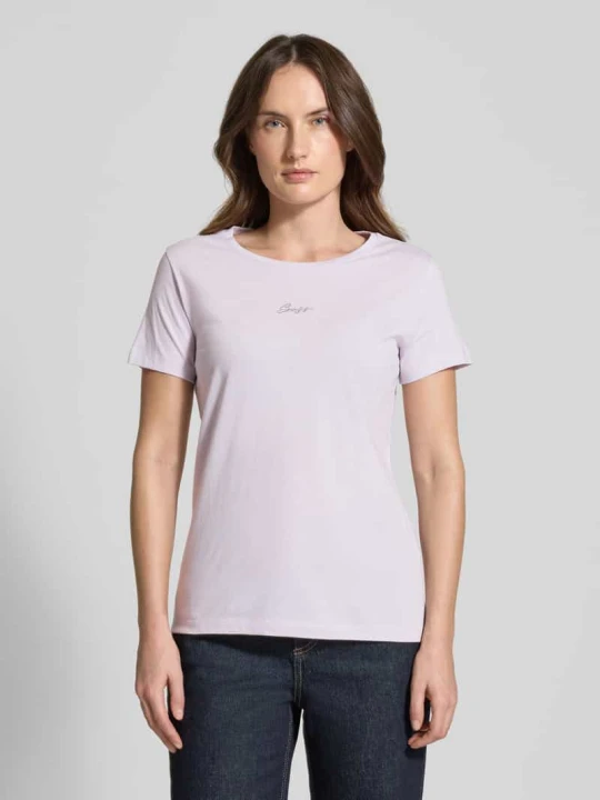 Zdjęcie produktu Koszulka Regular Fit z czystej bawełny model 'C_ELOVE_EMBRO' Boss Jasnofioletowy