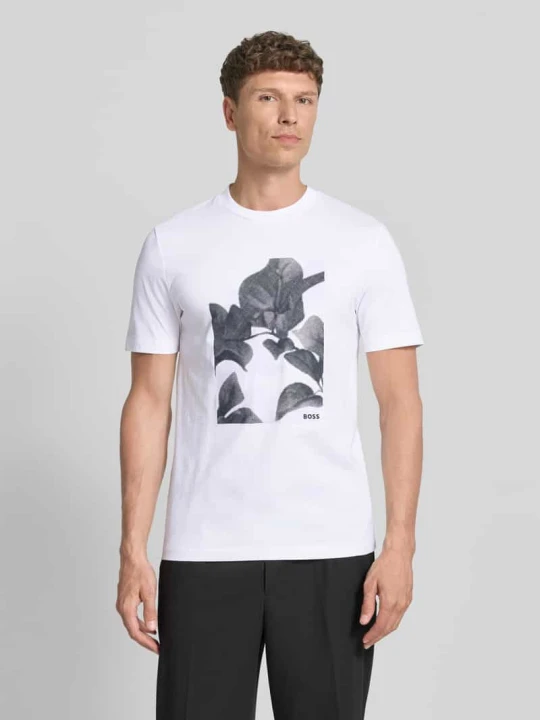 Zdjęcie produktu T-shirt o kroju regular fit z czystej bawełny model 'C-THOMPSON 239' Boss Biały